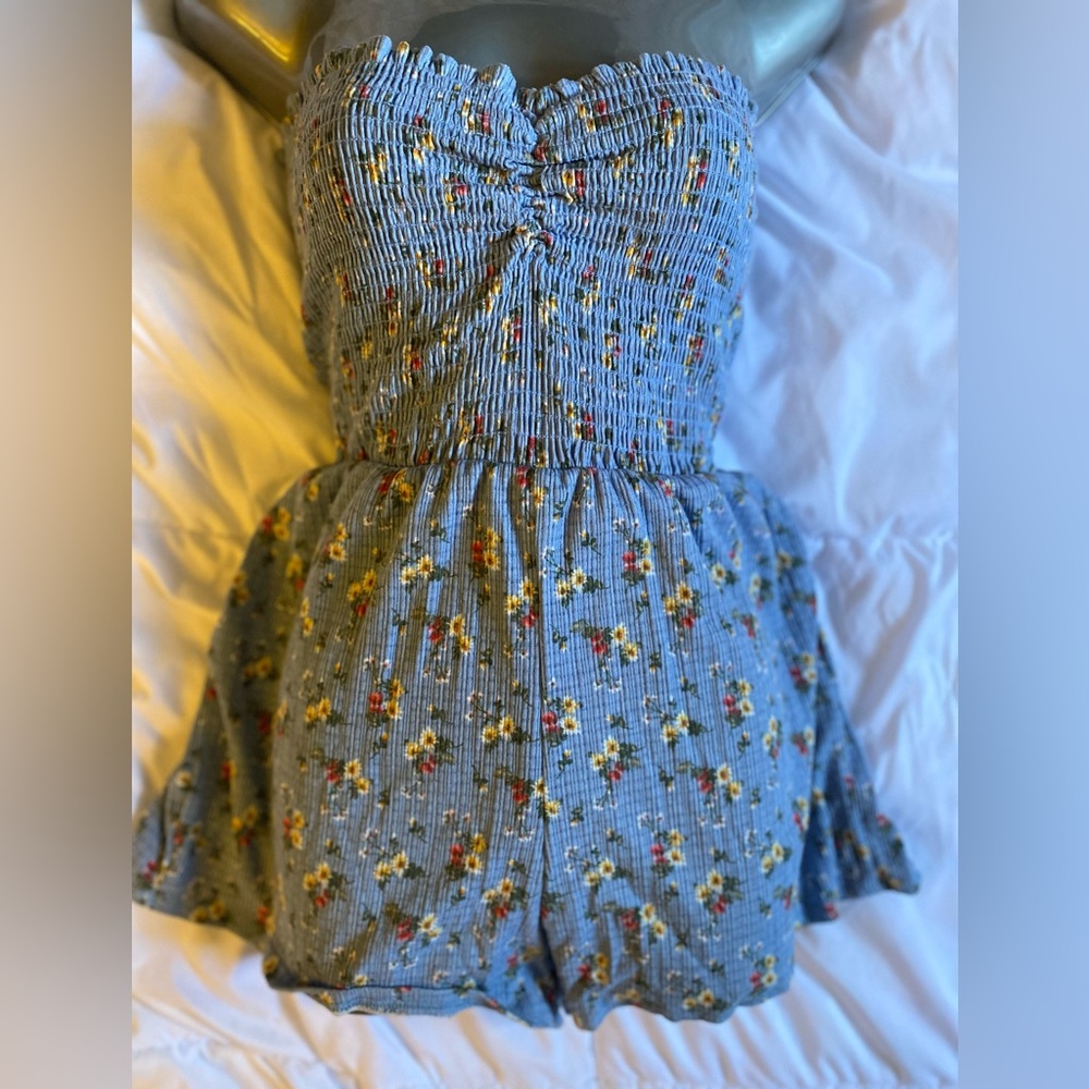 Blue floral romper